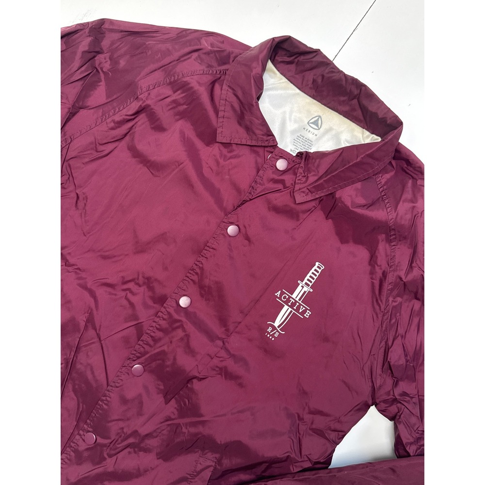 Active Ride Shop Mens Burgundy Dagger Graphic Snap Front Coaches Jacket Medium